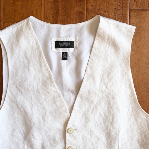 100% Linen Vest Nordstrom Mens Shop XL Off-White DISCONTINUE - Picture 9 of 15